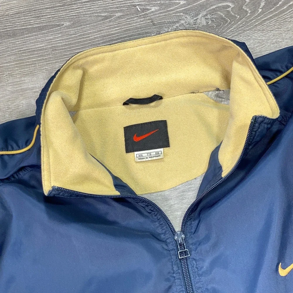 Nike Pullover Jacket‎ Mens 2XL Blue 1/4 Zip Lined Windbreaker Swoosh Athletic